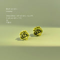 Green Rose Flower Mini Stud Earrings Textured Metal view 4