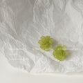 Light Green Translucent Flower Petal Cluster Stud Earrings view 3