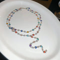 Multicolor Crystal Y Necklace in Polished Mixed Media Design view 9
