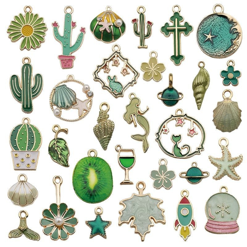 Green Enamel Zinc Alloy Star Mermaid Charm Pendants for DIY Bracelet Necklace Keychain