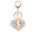 Rhinestone Broken Heart Keychain With Gold-Tone Metal Hardware view 5