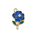 Zinc Alloy Rhinestone Rose Flower Charm Pendant for DIY Earrings Necklace and Bag Decoration