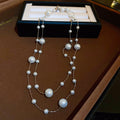 Long Station Pearl Lariat Y Necklace Silver Champagne Gold view 6