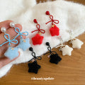 Bow and Fuzzy Star Drop Earrings in Black and White view 4