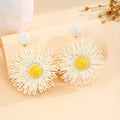 Seven Color Woven Daisy Statement Dangle Stud Earrings view 12