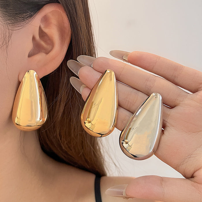 Gold and Silver Mirror Teardrop Statement Stud Earrings