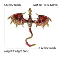 Enamel Winged Dragon Brooch With Polished Metal And Sculpted Decorative Details view 7