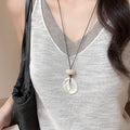 Black Cord Open Ring Pendant Necklace Gold or Silver view 4