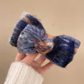 Fuzzy Acrylic Bow Claw Clips Green Pink Blue Styles view 4