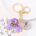 Rhinestone Enamel Elephant Keychain Crystal Saddle Charm view 7