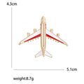 Gold Tone Enamel Airplane Brooch Red or Blue Wing Stripe view 5