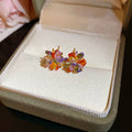 Multicolor Crystal Flower Cluster Stud Earrings Statement Pair view 6