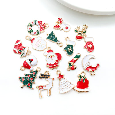 Colorful assorted shape charms arranged on a light background