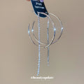 Silver Hoop Threader Chain Earrings Decorative Jewelry Design view 2