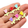 Enamel Flower Pair Charms in Seven Color Styles for Jewelry view 4