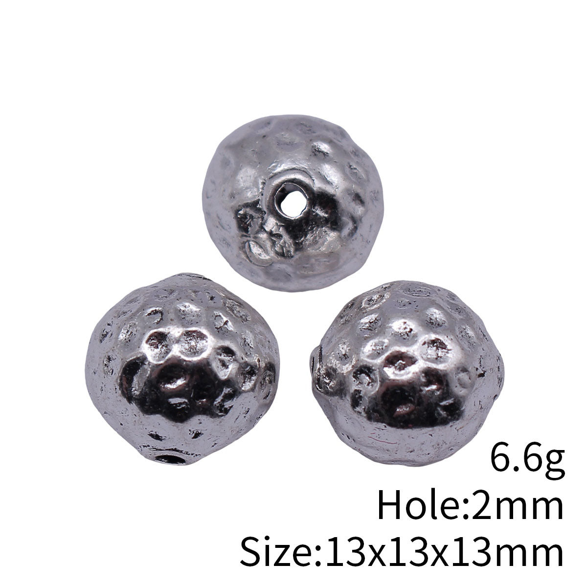 13x13x13mm 6.6g Multicolor Zinc Alloy Hammered Ball Loose Metal Beads for Bracelet Necklace Making
