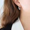 Gold Steel Twisted Rope C-Shape Hoop Stud Earrings view 7