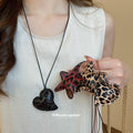 Leopard Print Padded Star and Heart Pendant Necklaces view 3