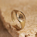 Open Adjustable Sun Spiral Signet Ring Silver Or Gold Tone view 1