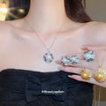Pearl Crystal Floral Necklace Earrings Ring Jewelry Pieces view 2
