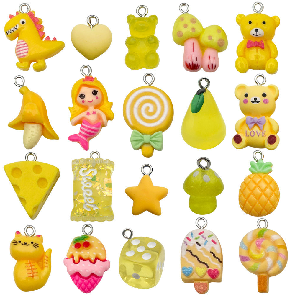Resin Lollipop Heart Five Point Star Bear Charm Pendants for DIY Bracelet Necklace