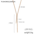Gold Y-Lariat Necklace Rectangular Color Stones Purple Black view 8