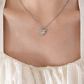 Heart Pendant Necklace Cat Eye Stone Center Gold Steel view 6