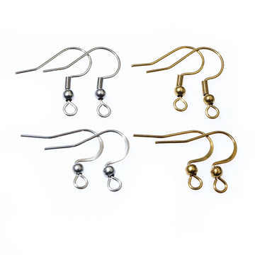Metal Earring Hooks With Coil and Ball Details in Four Styles