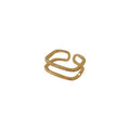 Gold Tone Double Band Open Ring Crystal Pavé Layer view 5