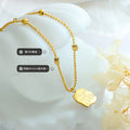 Good Luck Smiley Disc Pendant Ball Chain Gold Necklace view 2