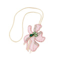 Beaded Pink Flower Charm Pendant with Rhinestone Accents view 5