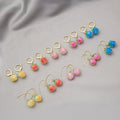 Blue and Yellow Peach Novelty Long Threader Earrings view 2