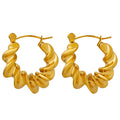 Twisted Rope Geometric Open Hoop Earrings Gold or Steel view 5