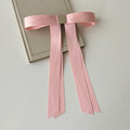 Satin Long Tail Bow Hair Claw Clip Metal Bar Five Colors view 9