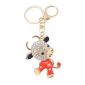 Rhinestone Cow Keychain Gold Clasp Red Pink Purple Blue view 5