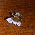 Silver Heart Crystal Ear Cuffs With Triple Blue Drops view 6