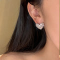 Gold And Silver Tone Pave Heart Stud Earrings Decorative Jewelry view 4