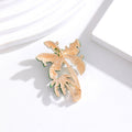 Green Silver Tone Flower Crystal Enamel Metal Brooch Pin view 3