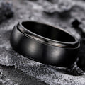 Black Brushed Spinner Band Ring Rotating Outer Metal Alloy view 2