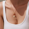 Heart Zircon Station Choker Double Heart Pendant Gold Steel view 4