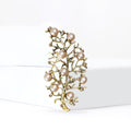 Openwork Leaf Branch Brooch With Faux Pearl Accents view 3