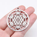 45x40mm 6.6g Antique Silver Zinc Alloy Metatron Cube Bead for Jewelry Making