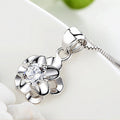 Silver Tone Flower Frame Clear Stone Pendant Necklace view 3