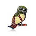Crystal Enamel Owl Brooch Red and Green Body Variants view 5