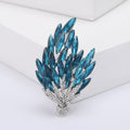 Crystal Wheat Spray Brooch In Metal With Marquise Crystals Arranged As A Rising Plume view 8