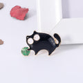 Black Silver Tone Cat Enamel Metal Brooch Pin for Jackets and Lapels view 4