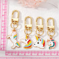 Gold Tone Colorful Enamel Unicorn Clip Keychains in Four Designs view 4