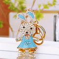 Jeweled Rabbit Girl Keychain in a Colored Enamel Dress view 4