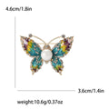 Gold Enamel Pearl Butterfly Brooch Crystal Wing Edges view 6