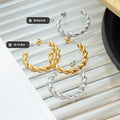 Twisted Rope Open C Hoop Earrings In Gold Or Steel view 2
